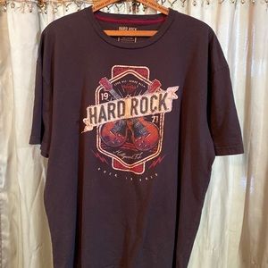 Hard Rock Mens T Shirt Crew Neck Short Sleeve Guitar Print Graphic Size XXL